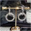 Lustre de candelabro de alta moda redonda de strass geométrico Brincos brilhantes para mulheres feroz de arco de cobre de ouro com aço Pi dhdjm