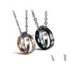 Pendentif Colliers Cristal Éternel Anneau Rond Collier En Acier Inoxydable Couple Pour Femmes Hommes Romantique Saint Valentin Amour Cadeau Dhgey