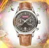 Full Functional Two Eyes Design watches 42mm Quartz chronograph movement Men Lumious annual explosions highend genuine leather wholesale male gifts wristwatch