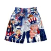 Shorts Men's Graphic Beach Pants Casual 3d Fourth of July Flagmönster Retro