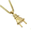 Hangende kettingen 14k goud vergulde heuphopverlichting plug ketting met 70 cm lange Cubaanse link ketenen sieraden drop levering hangers dhmgl