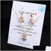 Ensembles de bijoux de mariage hibou danseur amour pantoufles géométrique pendentif chaîne collier boucle d'oreille ensemble pour femmes fille or Sier Zircon Dangle Dr Dhwff