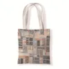 Storage Bags Casual Foldable Shopping Bag High Quality Eco Friendly Reusable Geometric Canvas Grocery Tote Handbag Lightweight Shoulder