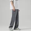 Men's Pants Legible Ice Silk Pant Men Full Length Wide Leg Male Casual Elastic Waist Loose Trousers Man