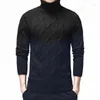 Hommes chandails col roulé hommes épais chaud hiver pull hommes pulls décontractés mode motif géométrique tricoté homme