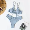 Women's Swimwear Bikini European And American Foreign Trade Multi-Color Lace-up Sexy Split Swimsuit