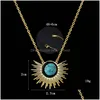 Pendant Necklaces New Fashion Golden Stainless Steel Chain Necklace Elegant Sunflower Turquoise High Quality Jewelry Female Wholesal Dhyqx