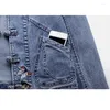 Kvinnors dike rockar Autumn Fashion Butterfly broderi denim jacka kvinnor outwear vårstativ krage smala korta jeansjackor kappa kvinnliga