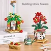 Block blommor byggstenar mini krukväxter bukett modell dekorerad blomma block barn pusselmontering leksak för att ge vänner gåva R230701