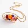 Colliers émail émaillé chameau coloré long collier boule de cheveux bijoux pour femme 2022 tendance