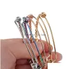 Bangle de alta qualidade Alex Aço inoxidável Torção de pulseiras expansíveis Bulbões de pulseira 5565mm Tamanho ajustável Sier Gold Wire para jóias diy mak dhnqw
