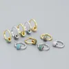 Huggie CCFJOYAS High Quality 925 Sterling Silver Punk Rock Ball Shaped Hoop Earrings for Women 10mm Round Colorful Zircon Earrings