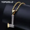 Kettingen TOPGRILLZ Hip Hop Sieraden Bijl Ketting Hanger Koper Goudkleurig Iced Out Micro Pave Kubieke Zirkoon Charme voor Mannen Geschenken