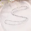 Halsband 925 Sterling Silver Rose Gold Platinum Color Heart Shaped Chain Long 40 45 50 CM Bred 2,2 mm Shine Necklace Fashion Jewelry Gift