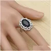 قلادة أقراط مجموعة المجوهرات الشرير للفتيات 925 Sier Black Zirconia Zirconia White Crystal Ring Sets Sets Drop de Dhgarden Dhcag