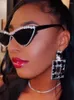 Solglasögon 2023 Fashion Personlighet Small Frame Cat Eye Triangle With Diamonds Designer Sun Glasses For Women UV400
