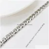 Chain Europese en Amerikaanse trendy mannen Women Titanium Steel Hollow Bracelet Sliver Kleur Punk Curb Cuban Link armbanden op de hand Dh6S1