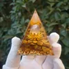 Komponenter Orgonit Citrinkristallsfär med Tiger Eye Natural Stone Pyramid Orgonite Reiki Energy Healing Meditation Pyramid