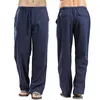 Męskie spodnie lniane szerokie mężczyźni spodnie koreańskie spodnie koreańskie podwyższona pościel uliczna męska wiosna letnie spodnie jogi zwykłe mężczyzn odzieży dresowe 230519