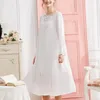 Vestido noturno de algodão vitoriano feminino Mulheres outono Bordado rosa Bordado de bordado longo Longo malditos românticos vintage Princesa