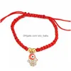 Chaîne Fil Tressé Chanceux Chaîne Rouge Bracelet Femmes Hommes Cristal Oeil Hamsa Main Charme Bracelets Mode Amitié Bijoux Faits À La Main Dhukd