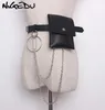 Waist Bags Women Bag Wallet PU Leather Female Belt Chain Fashion Fanny Pack Hip Bum Pouch Black