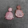 Brincos de pântano Yygem 23mm Genuine Rose Quartz Gold Bated Czz Crystal único