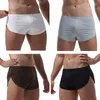 Underbyxor märke 4pieces/parti plustorlek män boxare korta män underkläder boxare bekväma is silkeslen cueca shorts grå sexig kropp