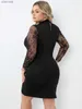 Casual Dresses Finjani Women's Dress Plus Size Sexiga festklänningar Skär ut hålig nacke bodycon klänning Ny vår 2023 blommig tryck spets ärm l230520