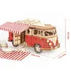 Blocks 3D Car Wooden Volkswagen T1 Camper Puzzle ręcznie robione DIY Model Model Toy Series Boy Female Prezent 230520