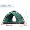 Tält och skyddsrum utomhus pop-up tält fullautomatisk omedelbar utspelar regnfast tältfamilj Ultralight Portable Dampproof camping tält för turism 230520