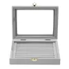 Дисплей 24 сетки/8 стендов Veet Jewelry Box со стеклянной крышкой украшения кольцо кольцо, ящик для хранения, штанга для хранения, управляющий шрифтом