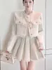 Work Dresses 2023 Autumn Winer Two Piece Sets Womens Outifits Jacket Coat Pleated Skirt Suits Conjuntos Elegante Ensemble Femme 2 Pieces
