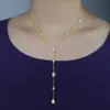 Halsband 5A Cubic Zirconia Bezel Round Rectangle CZ Station Link Chain Summer Hot Selling Sexy Y Lariat Women Necklace