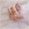 Band Rings Fashion Leaf Crystal Engagement Womens Eternity Wedding For Female Copper Inlaid Zircon Jewelry Gifts Drop Delivery Ring Dhzcd