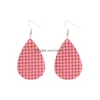 Dangle Chandelier Printing Pu Leather Teardrop Earring For Women Bohemian Sliver Plating Hook Drop Fashion Statement Jewelry Gift Dhzy1