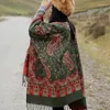 Sjaals etnische stijl print Cashmere Pashmina oversized capes Tassel echarpes dikke mantilla wrap split bufanda warme pocho