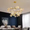 Pendant Lamps Clear Glass LED Chandeliers Starlit Parlor Dining Room Bedroom Hanging Lamp Replaceable Cord Adjustable Gold Black Ring