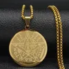 Colliers pendentif sorcellerie pentagramme chaîne en acier inoxydable collier hommes couleur or bijoux ronds
