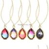 Pendant Necklaces One Piece Goth Collares Para Mujer Colorf Water Drop Glass Necklace Femme Crystal Gold Chain Jewelry Delivery Penda Dhmc2