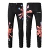 Casual men black straight washed graffiti pattern splashes ink amiryes elastic jeans