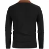 Men's Sweaters Fashion Europe-USA Style Men Viscose POLO Collar Striped Jacquard Splicing Single-Breasted Long Sleeve Cardigan Sweater