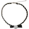 Chaînes Camélia Noir Collier Ras du Cou Cuir Neckchain Prix de Gros Bijoux de Luxe