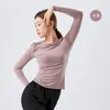 Chemises actives Femmes Yoga Shirt Automne Minceur Casual Femme Haut à manches longues Pilates Fitness Bottoming Paiement de base Uniformes de danse moderne
