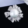 Cluster Rings WPB Premium Women Shiny Imitation Pearl Flower Ring Female Luxury Jewelry Zircon Design Girl Gift Party