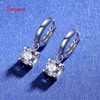 Huggie Smyoue Boucles d'oreilles créoles en moissanite certifiées 2CT pour femme - Boucles d'oreilles classiques à quatre griffes en diamant de laboratoire de luxe en argent sterling S925