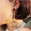 Dangle Chandelier Korea Style Hollow Geometric Star Earring For Women High Quality Sier Plating Long Hook Jewelry Gift Drop Delive Dhu5B