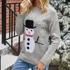 女性用セータースパンコール雪だるまクリスマススノーフレーク装飾されたセータードロップニットジャンパー