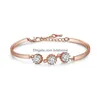 Bracelets porte-bonheur New Fahion 18K Rose Plaqué Or Bracelet Cubique Zircone Cz Cristal Bling Chaîne Réglable Femmes Fête Bijoux Cadeaux Dr Dhrpc