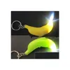 Party Favor 6x2cm Mini LED Light Flashlight Banana Key Rings Creation Safe Bag Phone Car Pendant Keychain Xmas Toys Drop Deliv Dhjqv